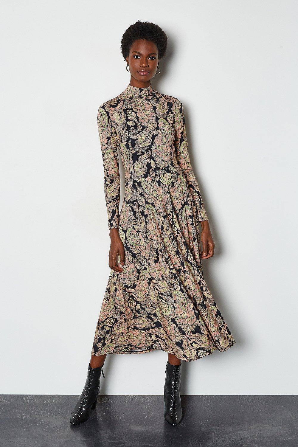 Paisley Print Jersey Midi Dress | Karen ...